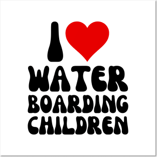 Funny Children, I Love Water Boarding Children happy family Posters and Art